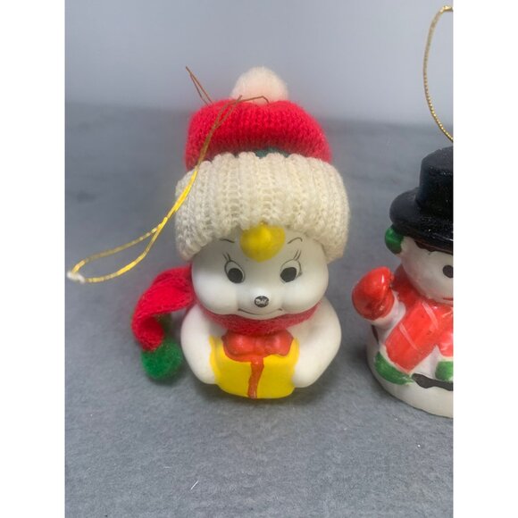 Vintage Porcelain Snowman & Baby Ornament Set - Picture 2 of 9